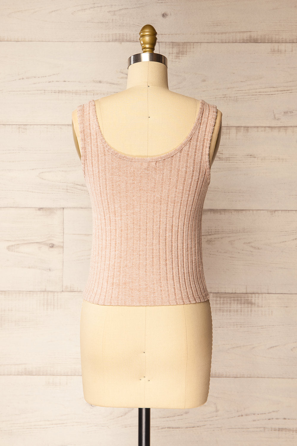 Assouan Beige Soft Ribbed Knit Tank Top | La petite garçonne back view