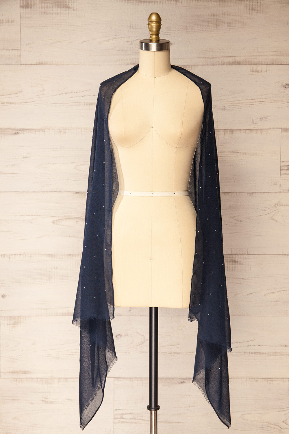 Astelia Navy Scarf with Silver Studs | La petite garçonne shawl