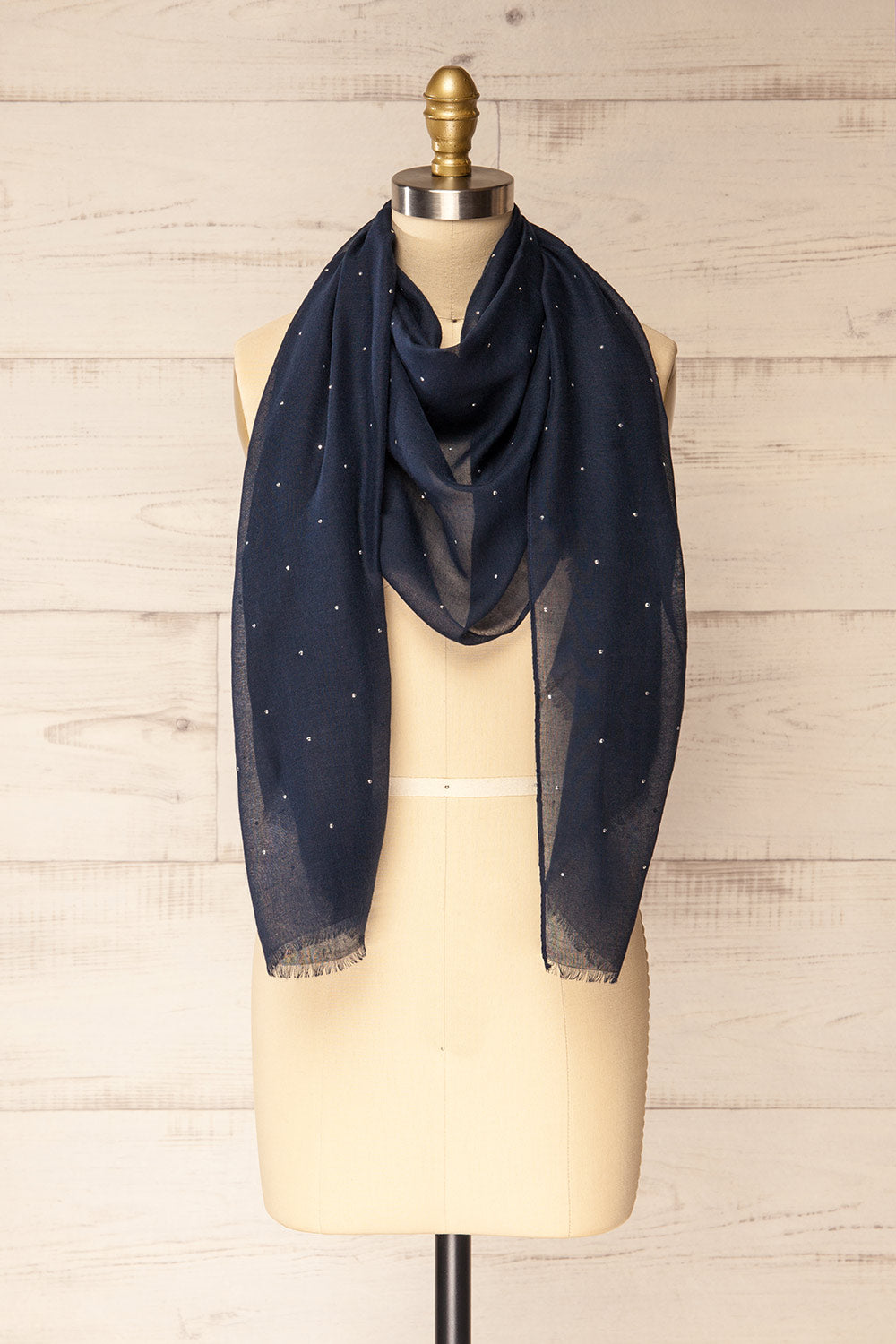 Astelia Navy Scarf with Silver Studs | La petite garçonne front