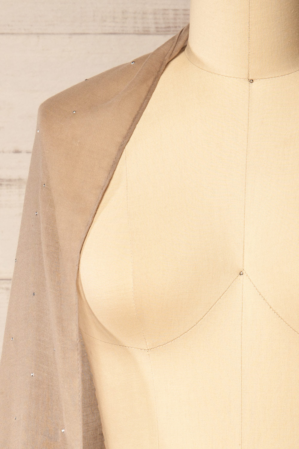 Astelia Taupe Scarf with Silver Studs | La petite garçonne close-up