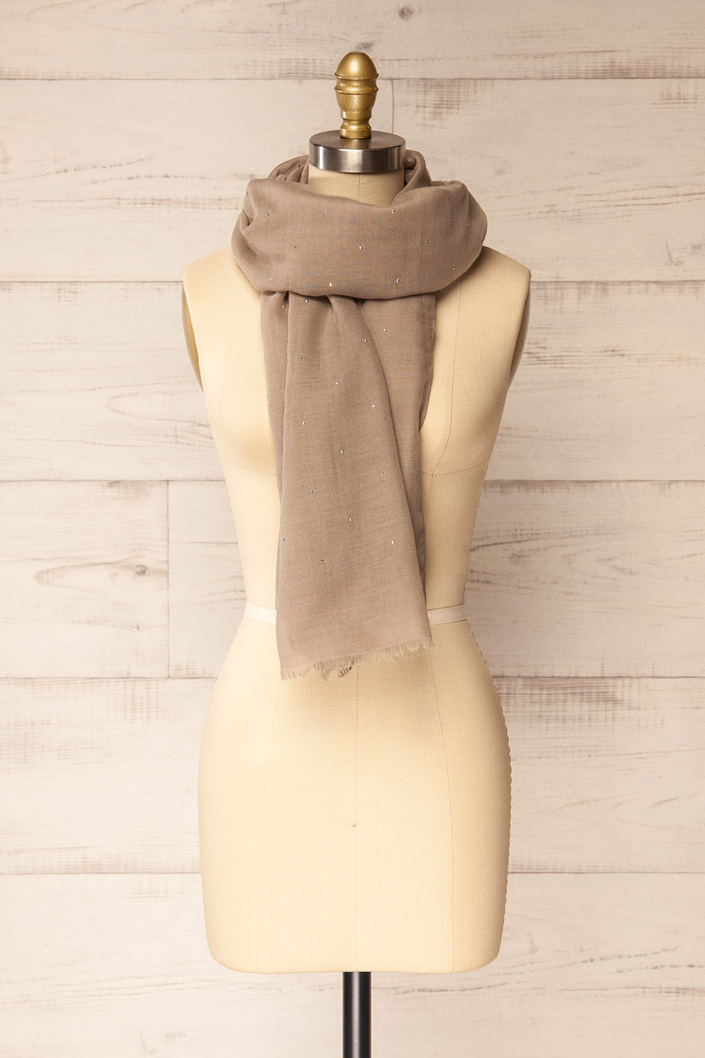 Astelia Taupe Scarf with Silver Studs | La petite garçonne front