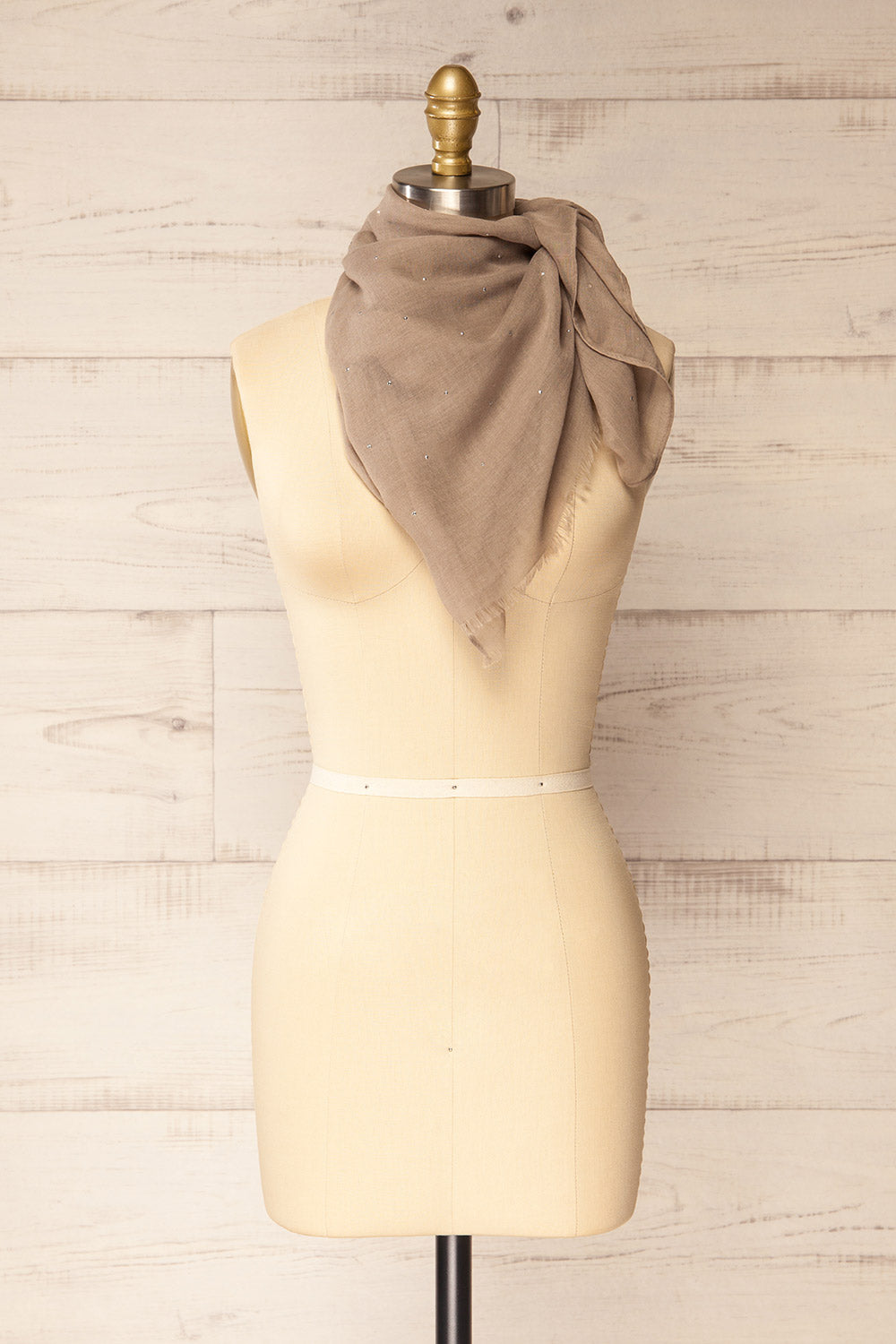 Astelia Taupe Scarf with Silver Studs | La petite garçonne triangle