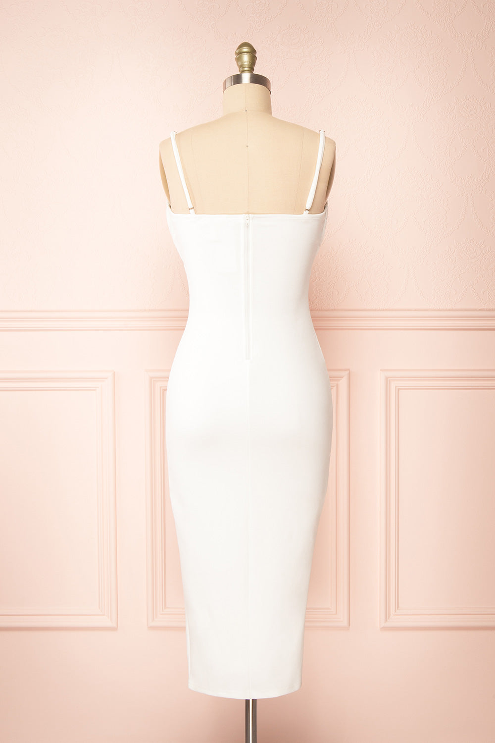 Astoria Ivory Fitted Midi Dress w/ Cowl Neck | Boutique 1861 back view