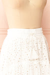 Atarah White Midi Skirt w/ Openwork Lace | Boutique 1861 side