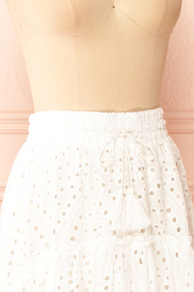 Atarah White Midi Skirt w/ Openwork Lace | Boutique 1861 side
