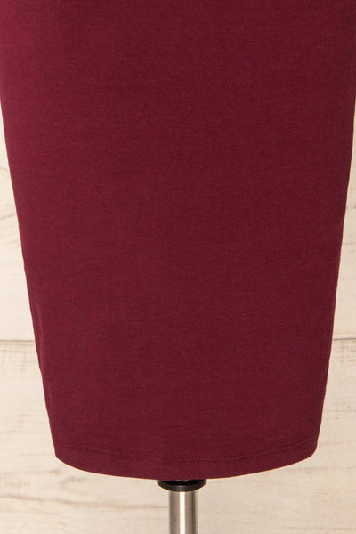 Athens Burgundy Short Sleeve Fitted Midi Dress | La petite garçonne bottom