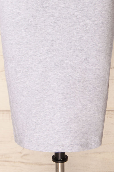 Athens Grey Short Sleeve Fitted Midi Dress | La petite garçonne bottom