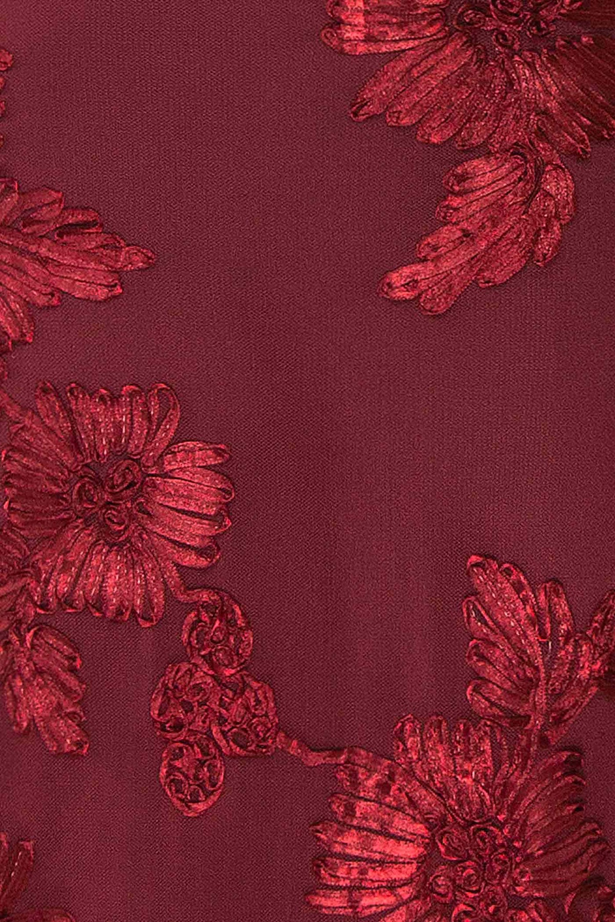 Atsuko | Burgundy Embroidered Halter Neck Maxi Dress