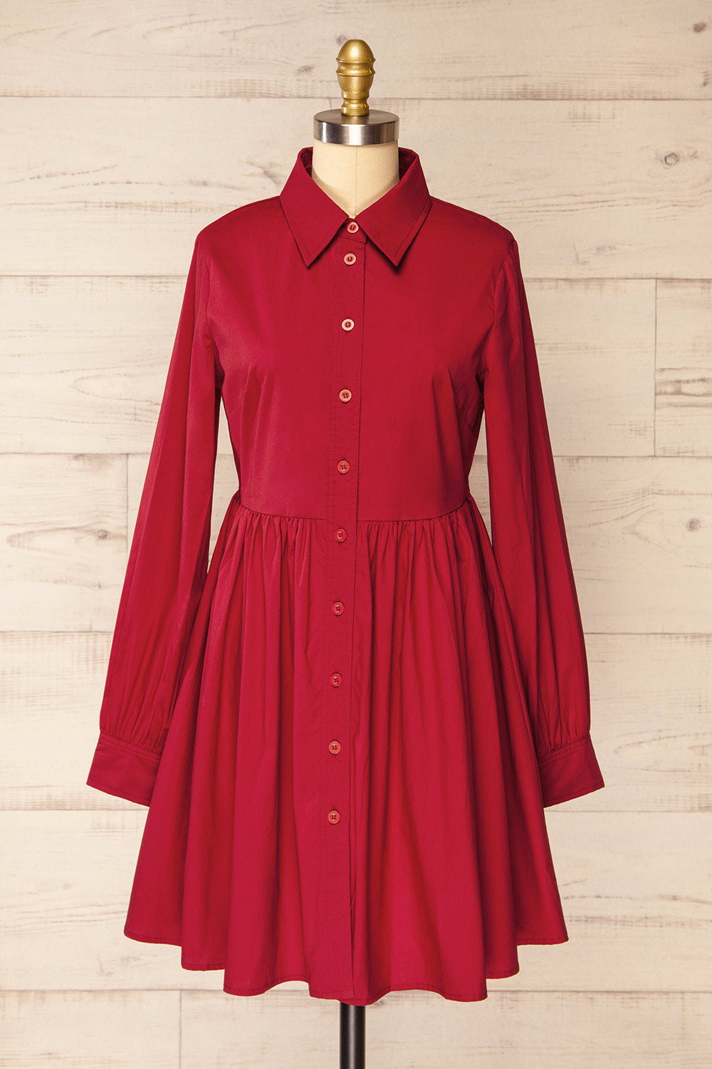 Attica Red Shirt Dress w/ Long Sleeves | La petite garçonne front view