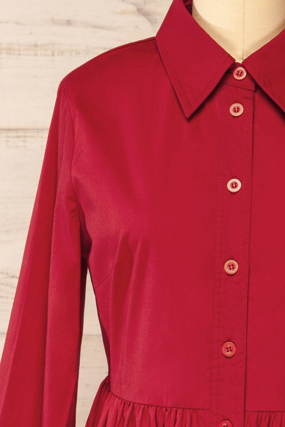 Attica Red Shirt Dress w/ Long Sleeves | La petite garçonne front