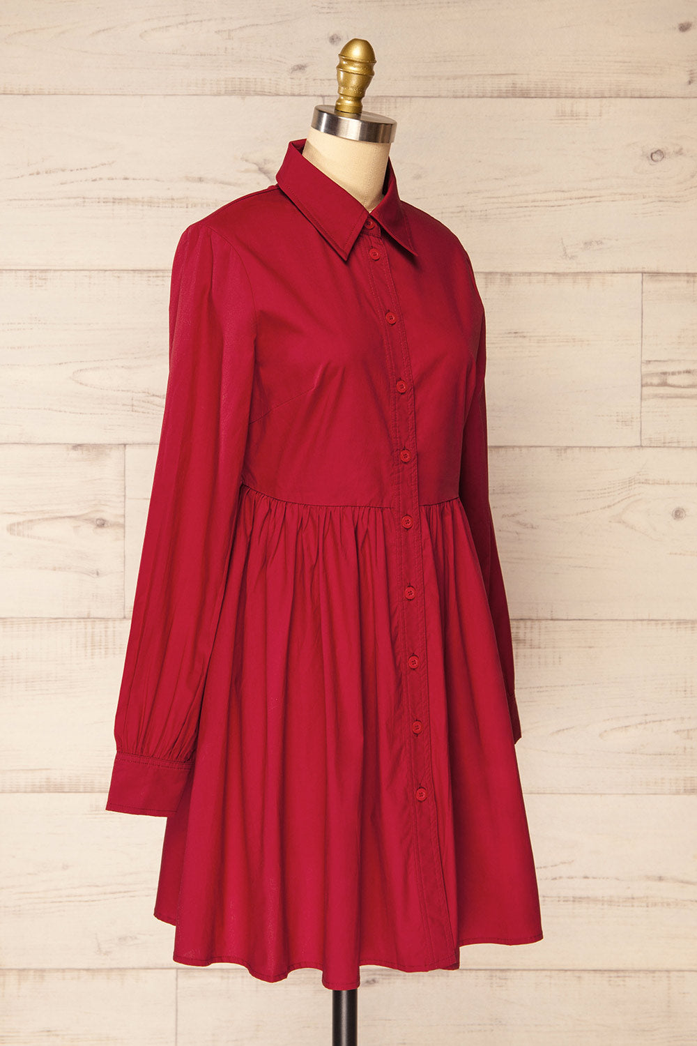 Attica Red Shirt Dress w/ Long Sleeves | La petite garçonne side view