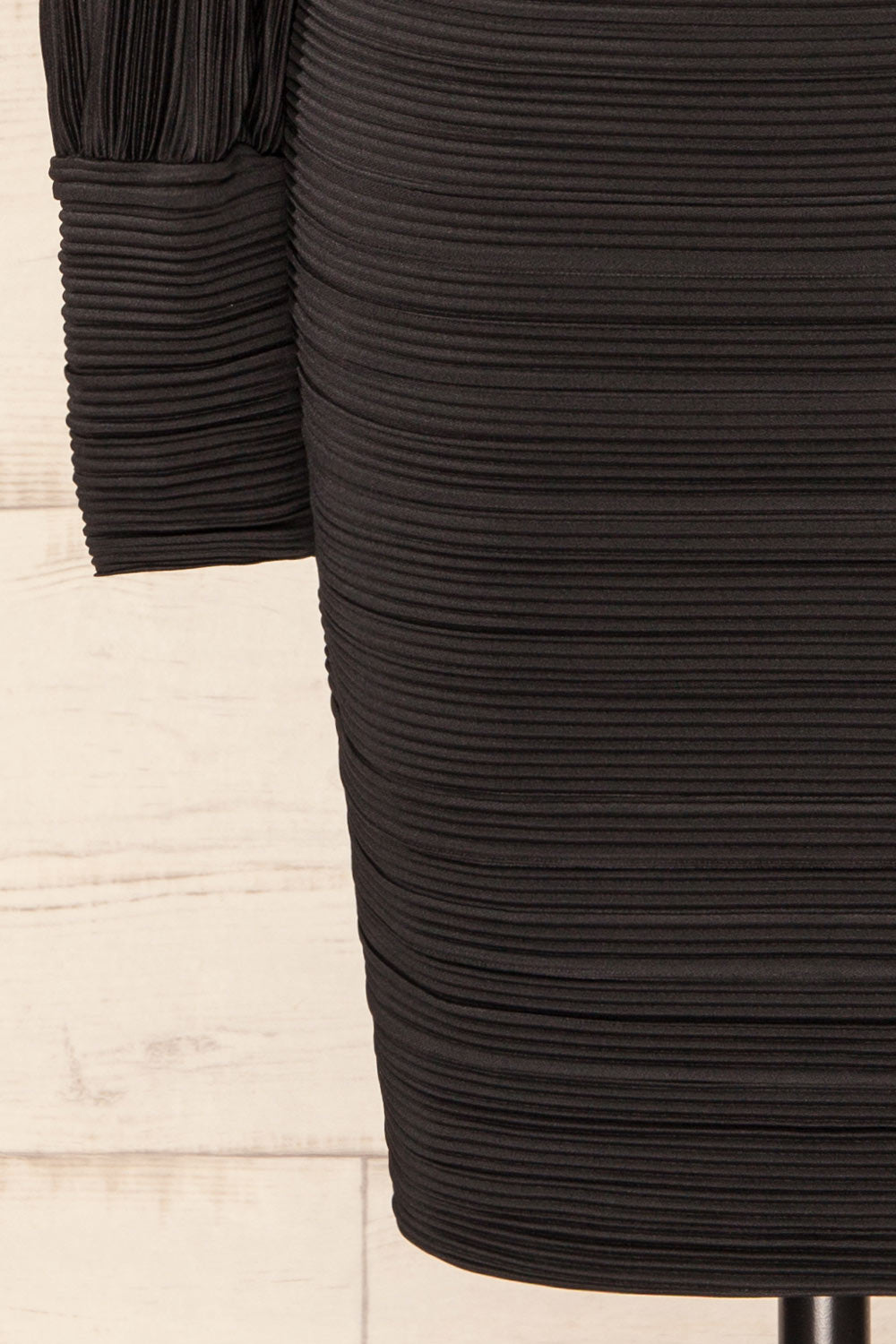 Atyrau Black Short Pleated Dress w/ Long Sleeves | La petite garçonne bottom