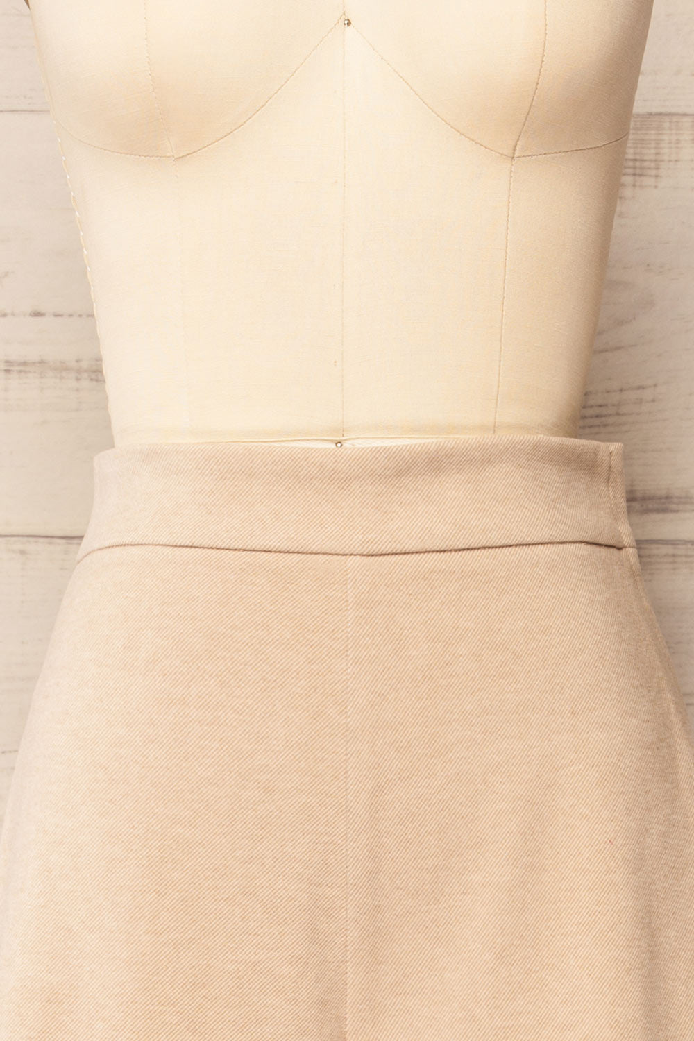 Auckland Beige Felt Wide-Leg Pants | La petite garçonne front