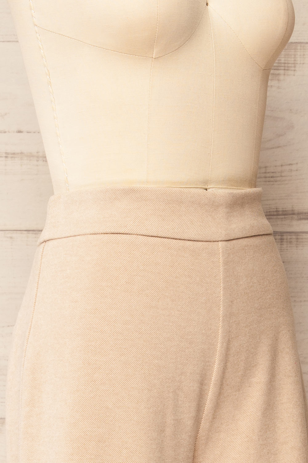 Auckland Beige Felt Wide-Leg Pants | La petite garçonne side