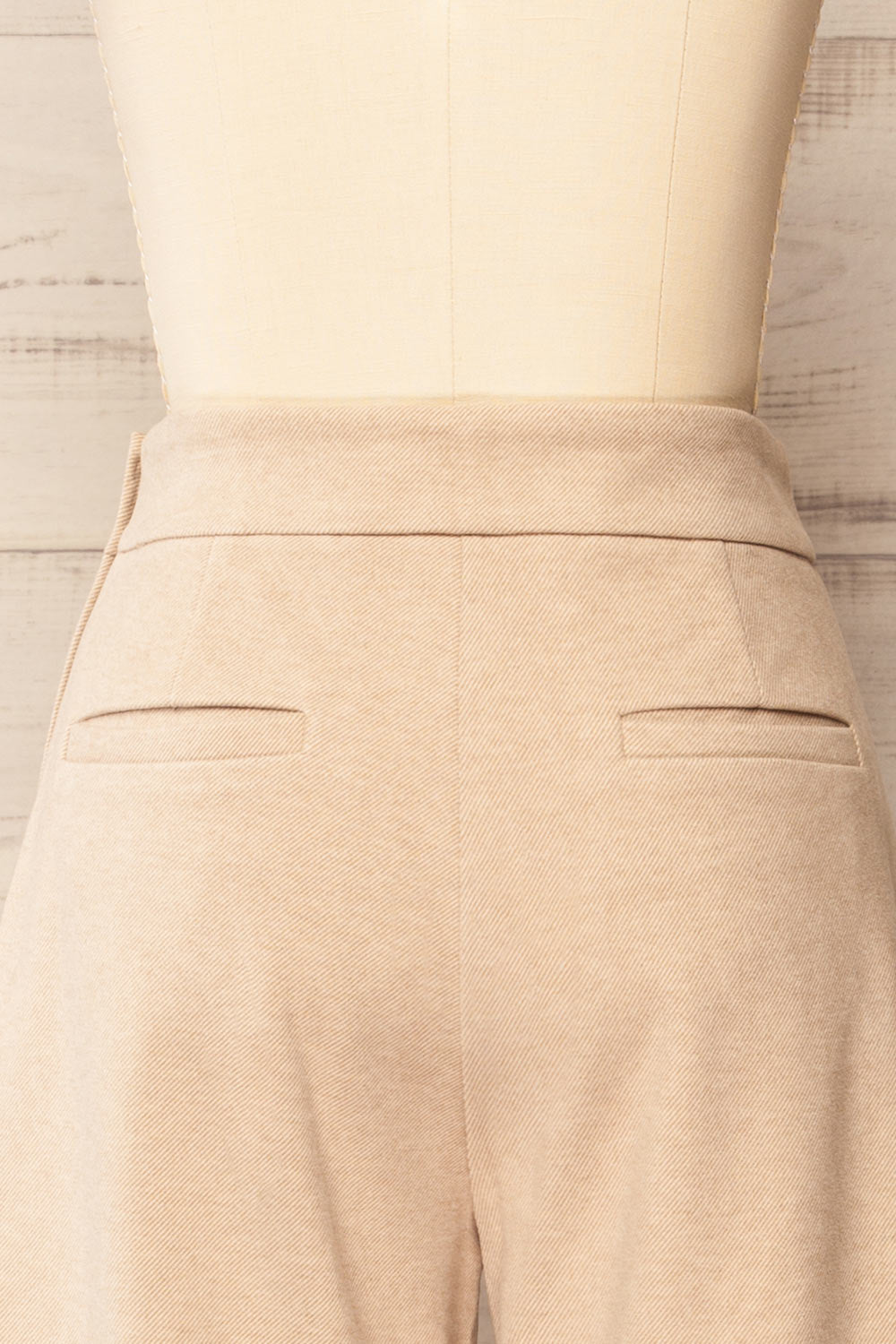 Auckland Beige Felt Wide-Leg Pants | La petite garçonne back