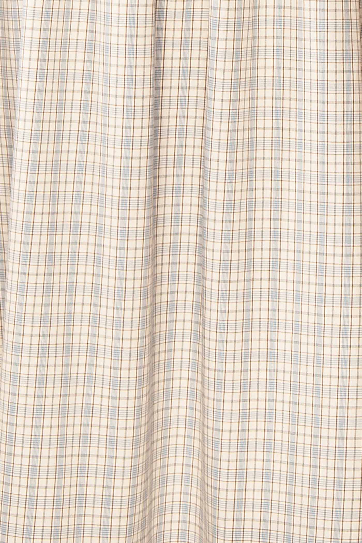 Close-up Auroria Blue Plaid Midi A-Line Dress with Pocket at Boutique 1861