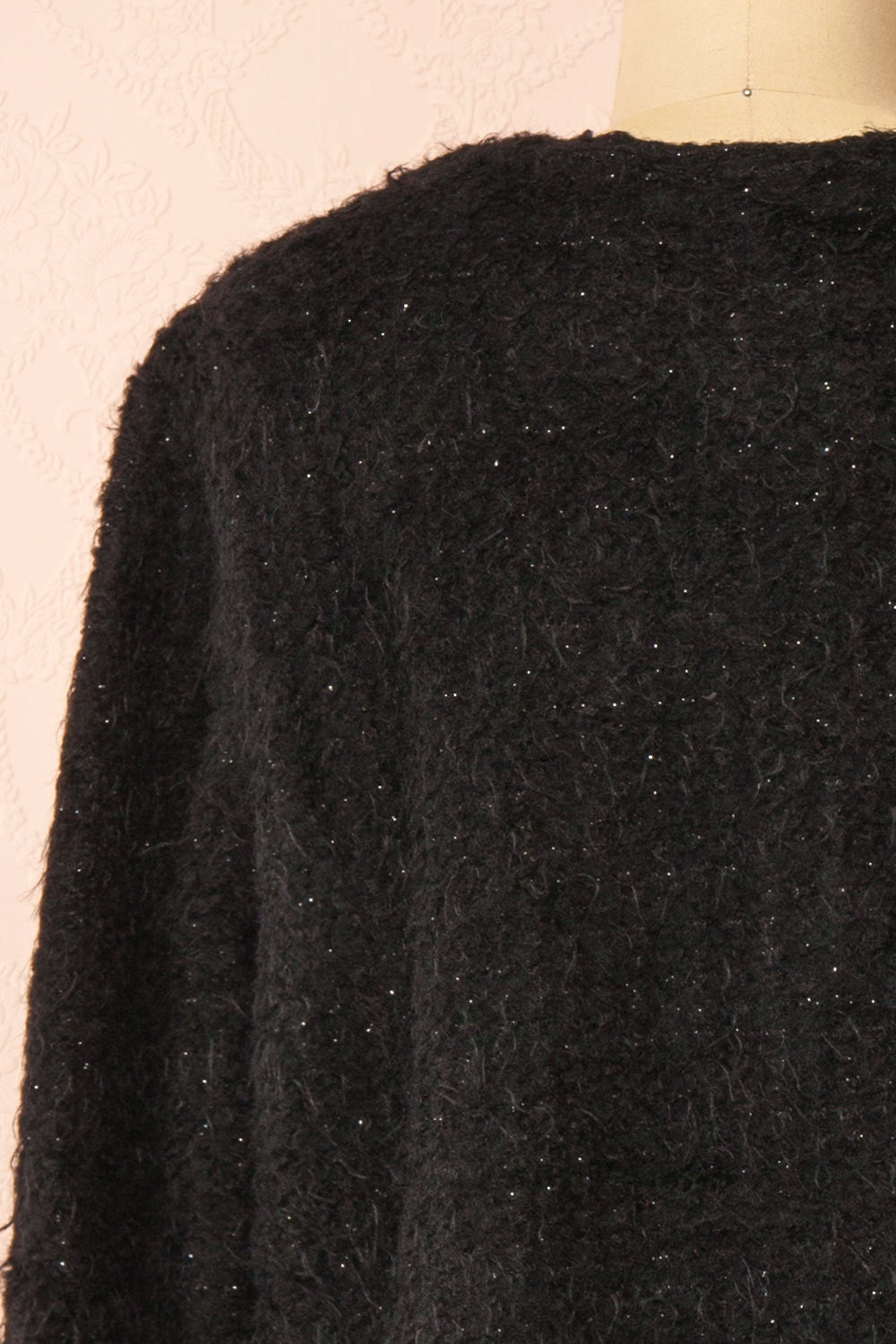 Avalee Black Fuzzy Knit Cardigan w/ Pockets | Boutique 1861  back