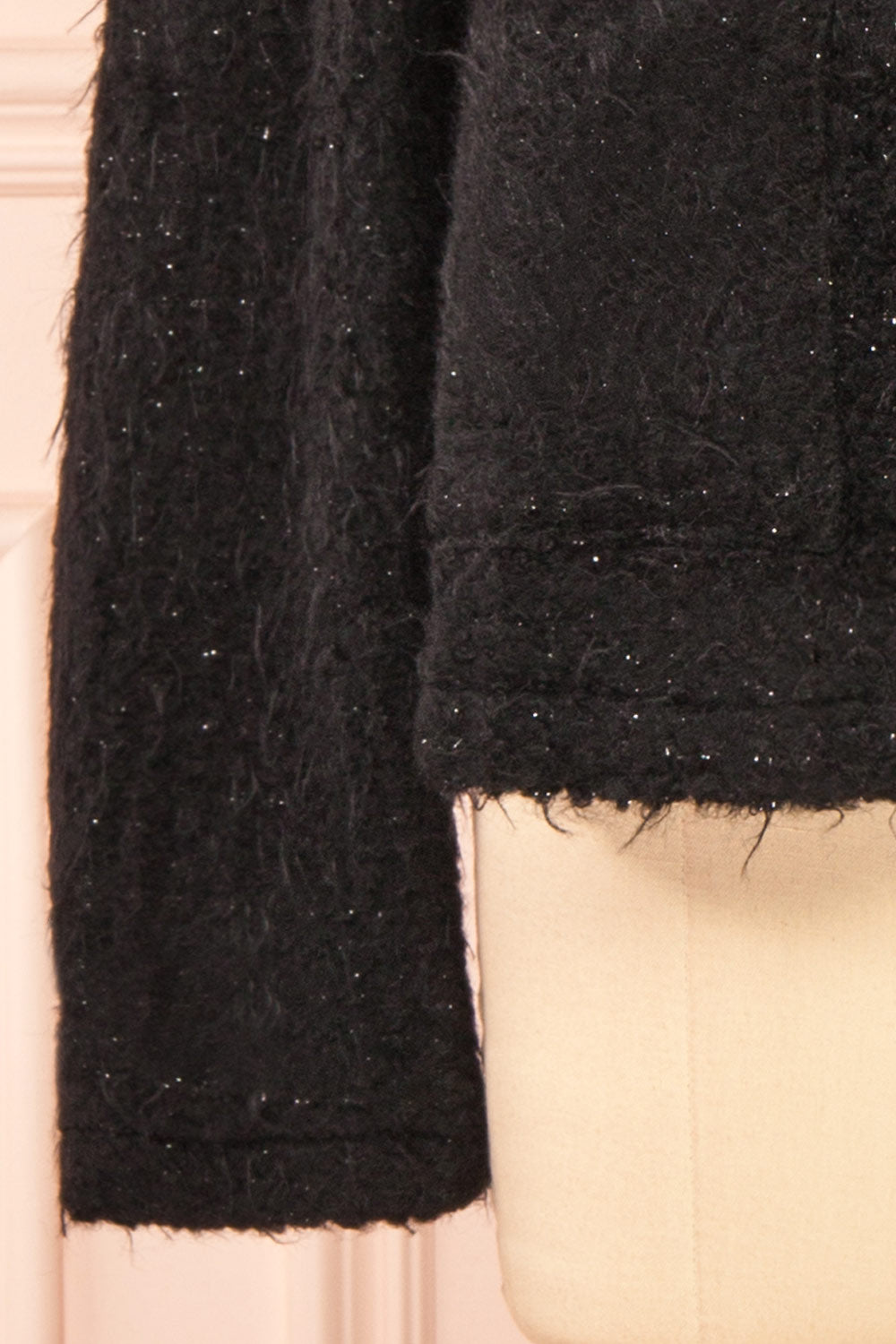 Avalee Black Fuzzy Knit Cardigan w/ Pockets | Boutique 1861 bottom