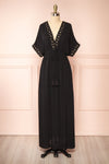 Avalon Black Short Sleeve Maxi Dress w/ Embroidery | Boutique 1861 front view