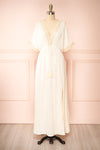 Avalon Ivory Short Sleeve Maxi Dress w/ Embroidery | Boutique 1861 front view