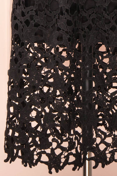 Avelina Black Lace Midi Dress | Boutique 1861 bottom close-up