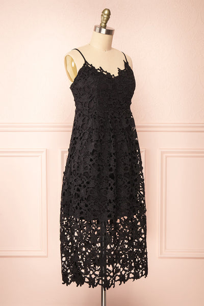Avelina Black Lace Midi Dress | Boutique 1861 side view