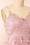 Avelina Mauve Lace Midi Dress | Boutique 1861 side close-up