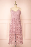 Avelina Mauve Lace Midi Dress | Boutique 1861 front view