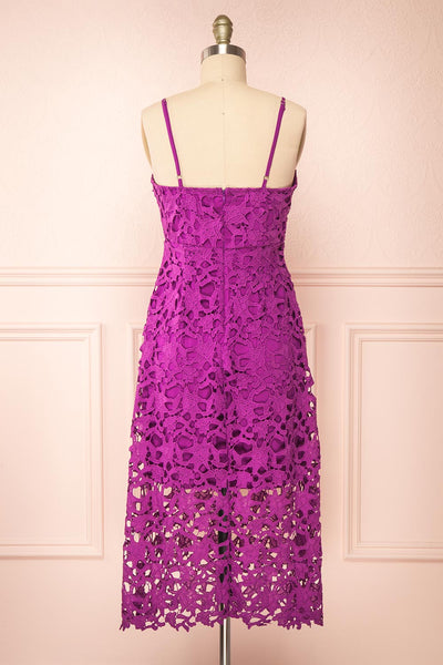 Avelina Purple Lace Midi Dress | Boutique 1861 back view