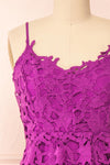 Avelina Purple Lace Midi Dress | Boutique 1861 front close-up
