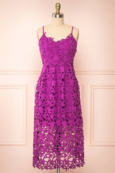 Avelina Purple Lace Midi Dress | Boutique 1861 front view