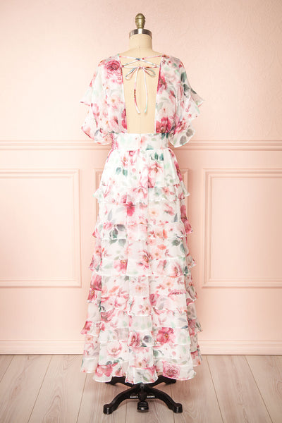 Aveline Floral Maxi Dress w/ Ruffles | Boutique 1861 back view