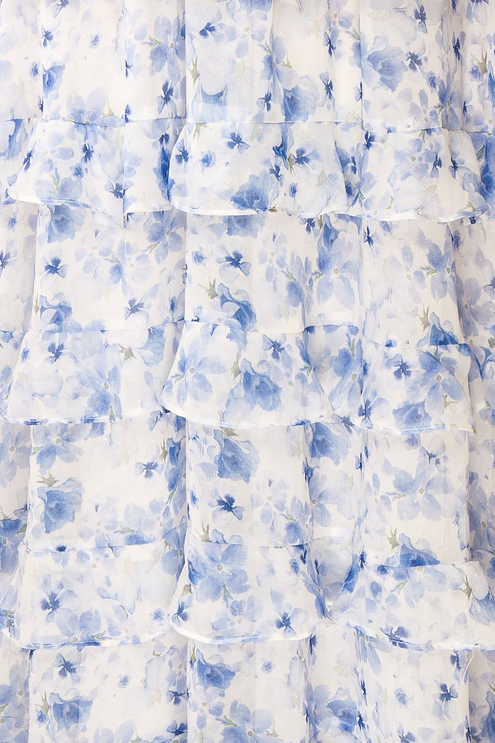 Aveline Blue Floral Maxi Dress w/ Ruffles | Boutique 1861 texture