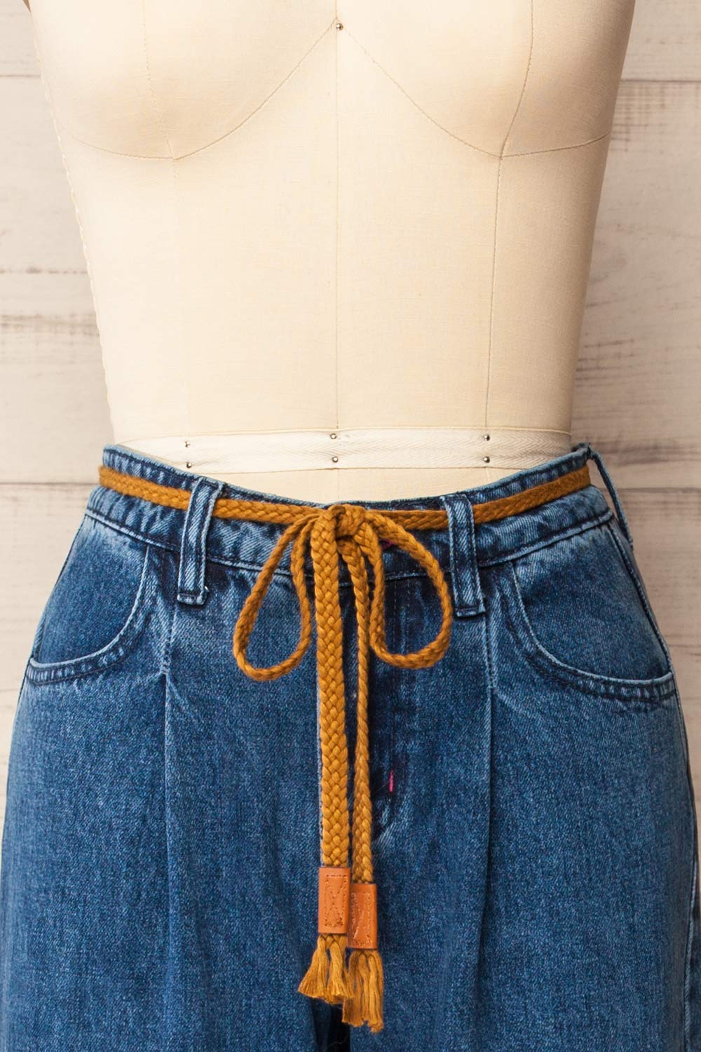 Avellino Blue Denim Pants with Belt | La petite garçonne front