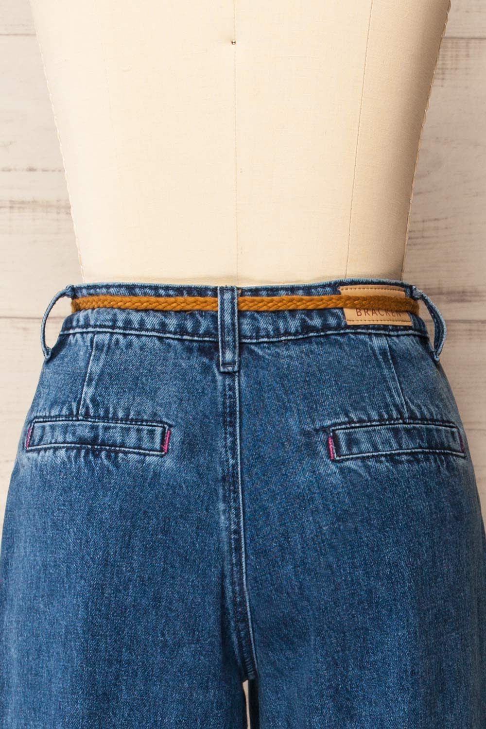 Avellino Blue Denim Pants with Belt | La petite garçonne back