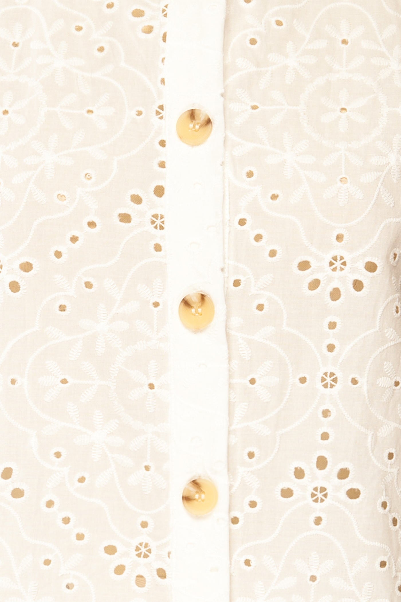 Close-up view Azillya Embroidered Cotton Sleeveless Top with Buttons at la petite garçonne