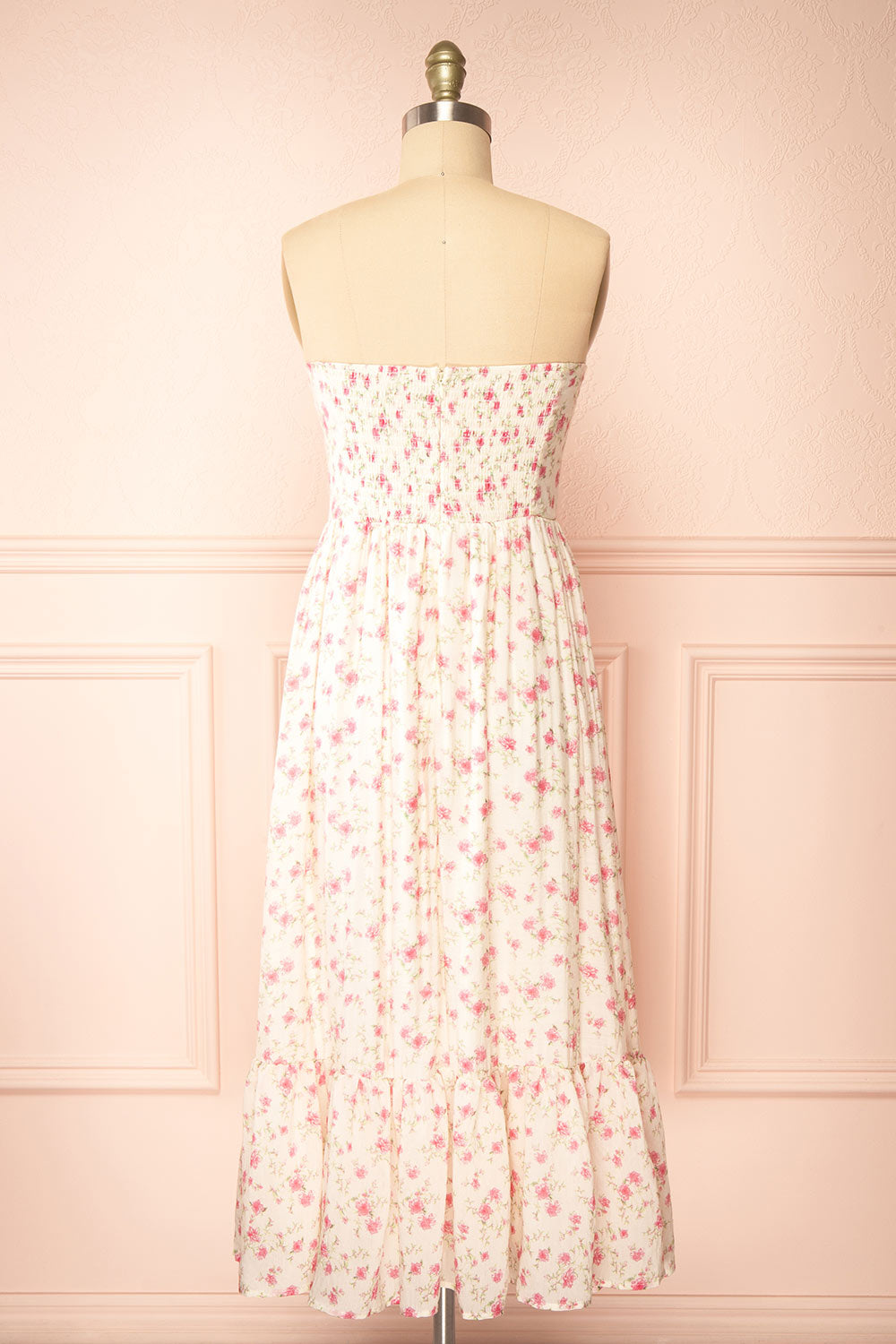 Azin Pink Bustier Floral Midi Dress | Boutique 1861 back view