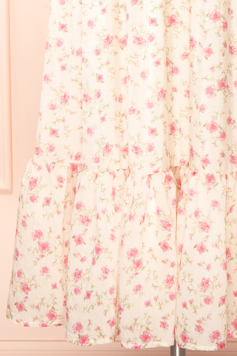 Azin Pink Bustier Floral Midi Dress | Boutique 1861 bottom close-up