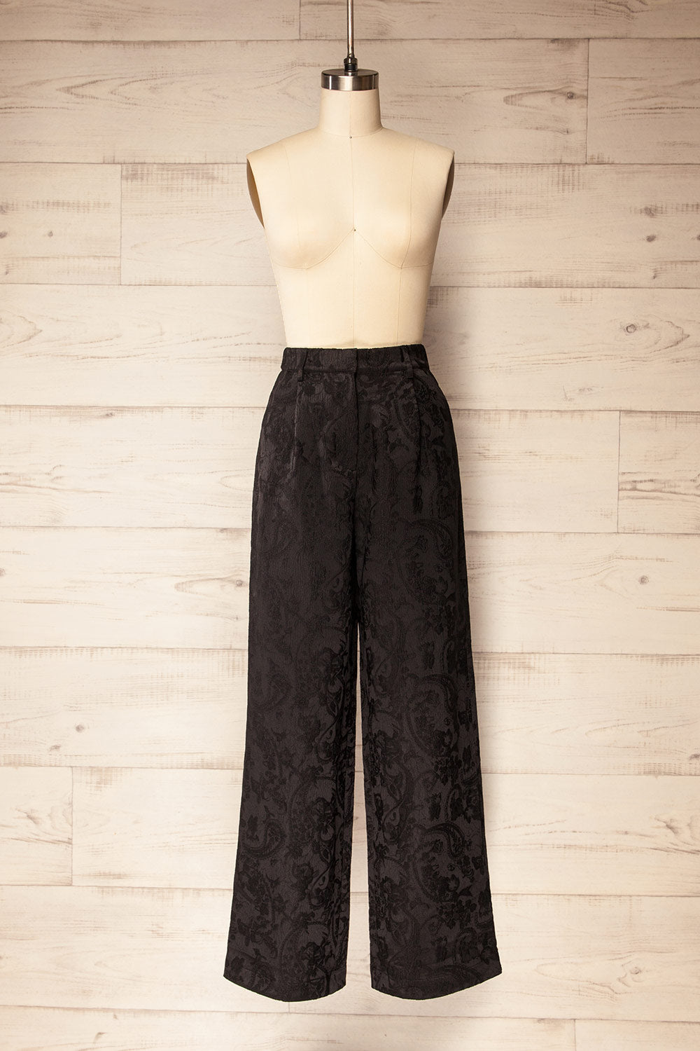 Azusa High-Waisted Black Embroidered Pants | La petite garçonne front view