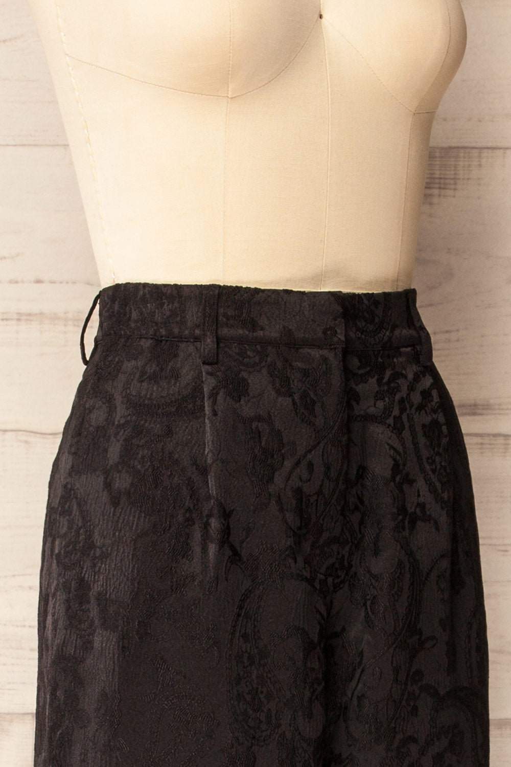 Azusa High-Waisted Black Embroidered Pants | La petite garçonne side