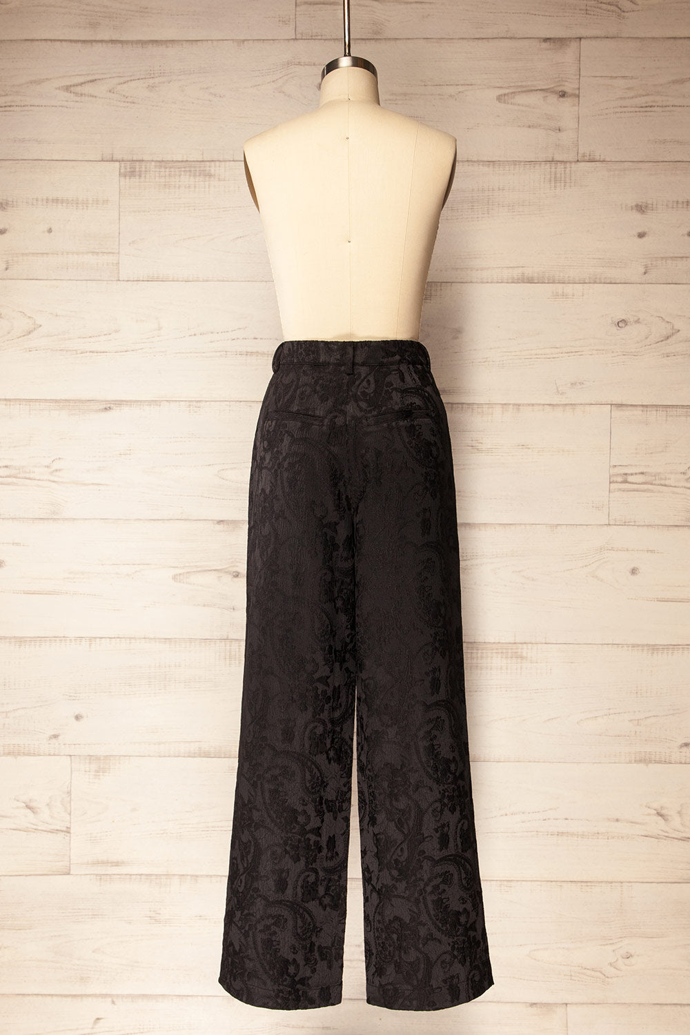Azusa High-Waisted Black Embroidered Pants | La petite garçonne back view