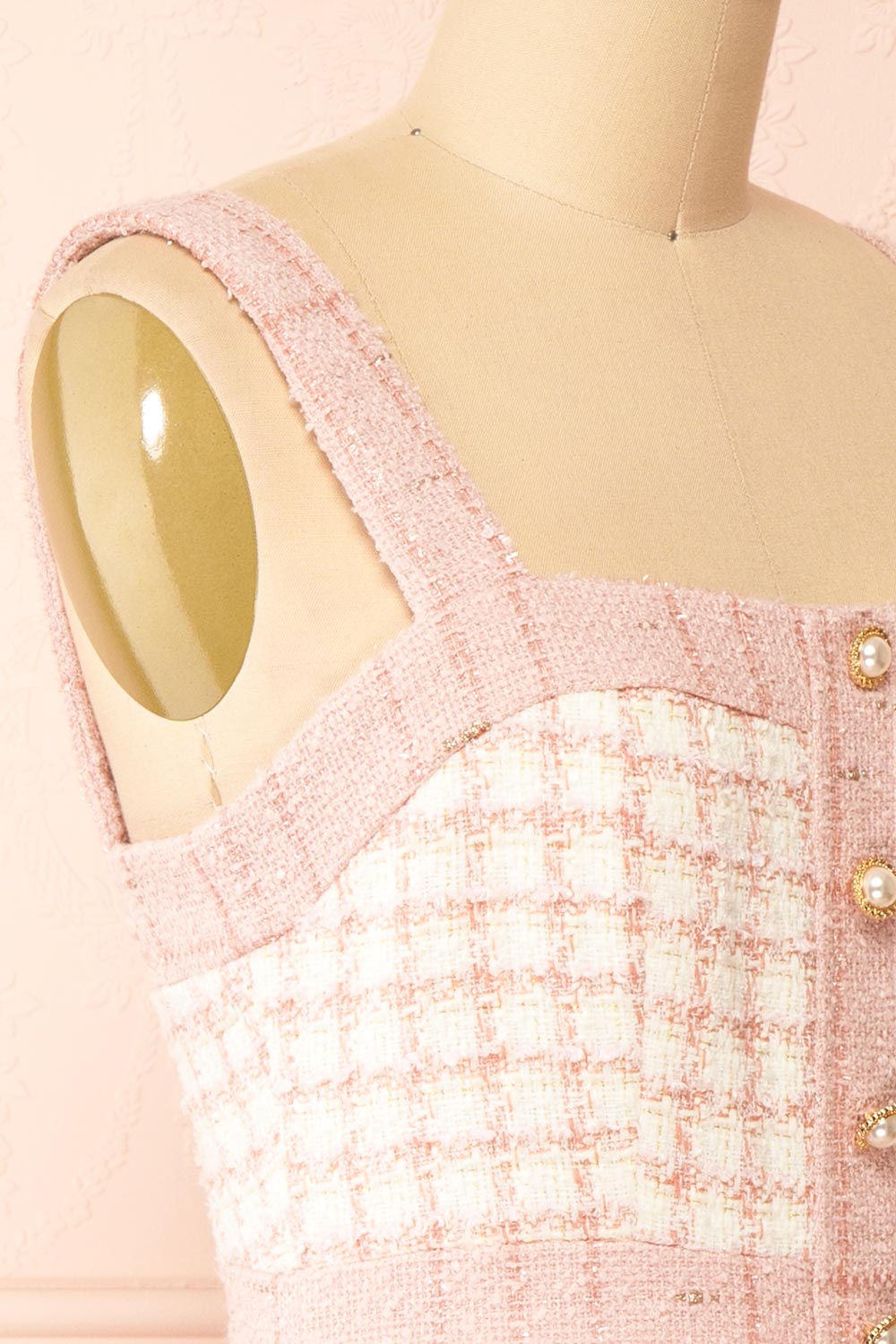 Scarlett Pink Short Tweed Dress | Boutique 1861 side