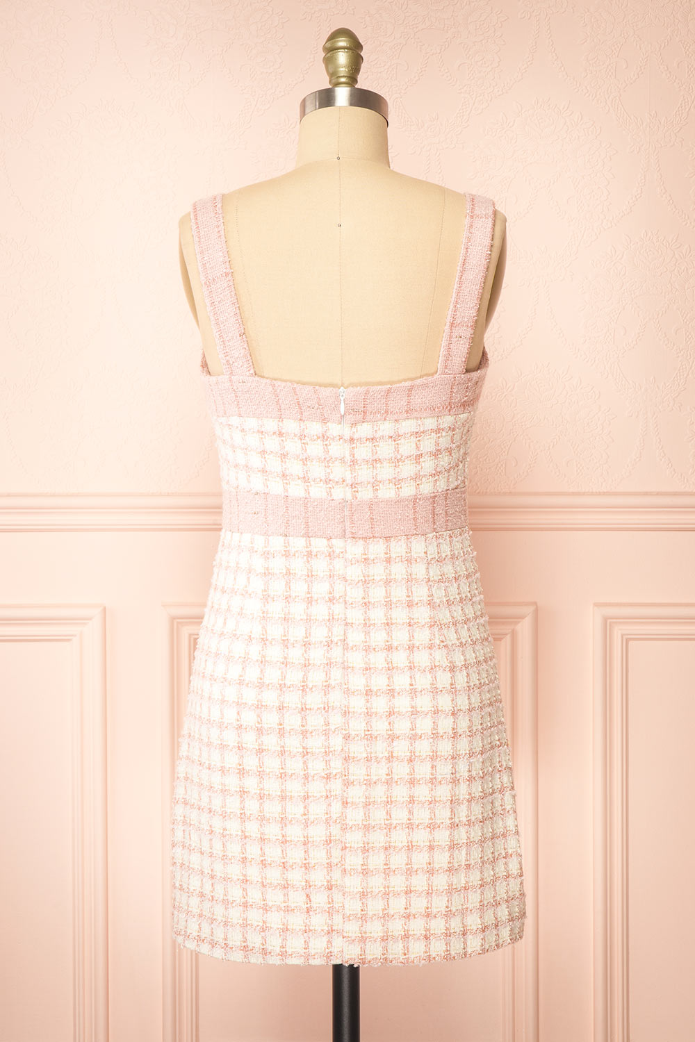 Scarlett Pink Short Tweed Dress | Boutique 1861 back view