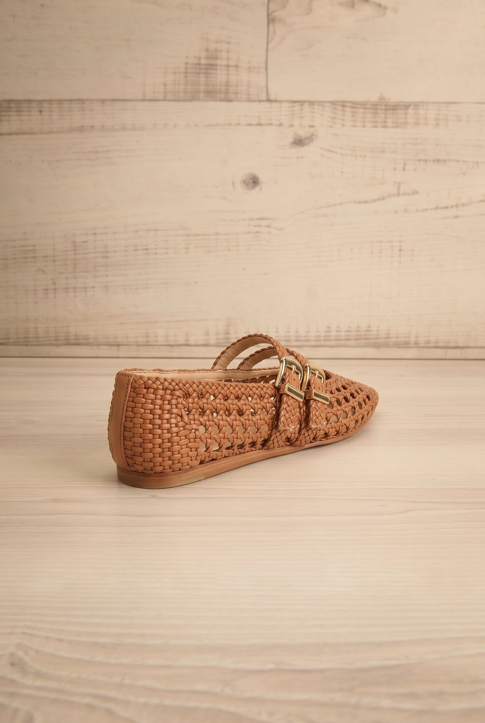 Back view Iglesias Brown Woven Double Strap Flats from Dolce vita at la petite garçonne