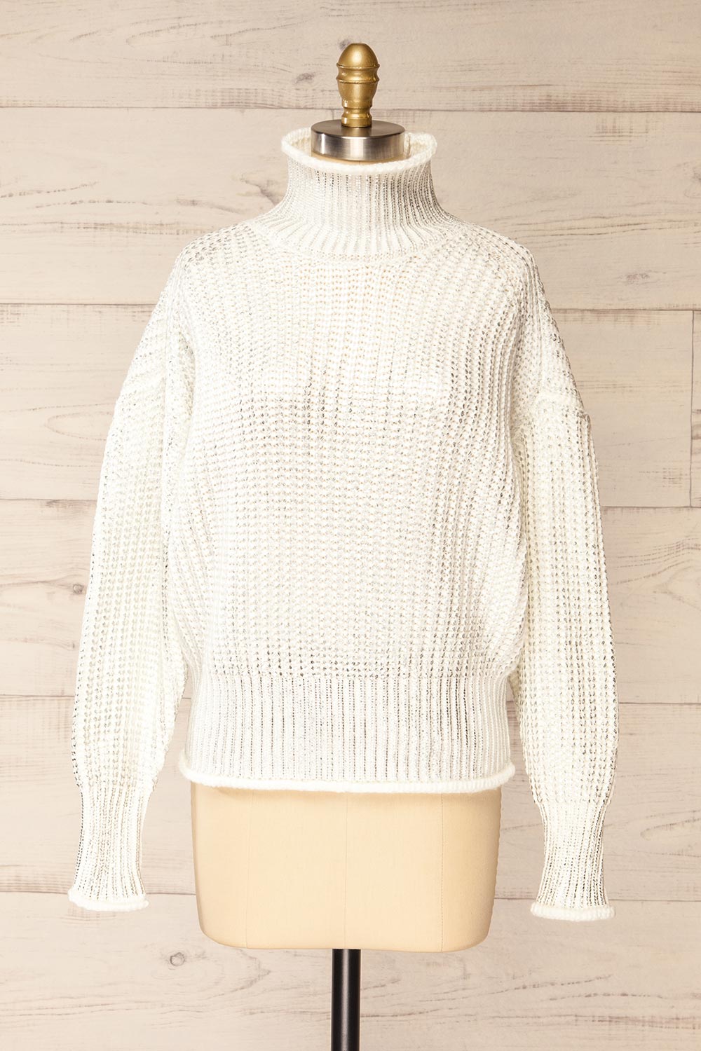 Badalona White Knit Sweater w/ Silver Foil | La petite garçonne front view