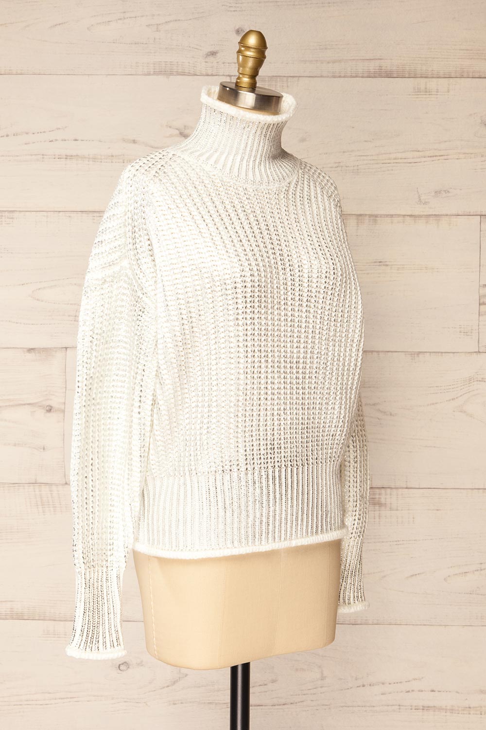 Badalona White Knit Sweater w/ Silver Foil | La petite garçonne side view