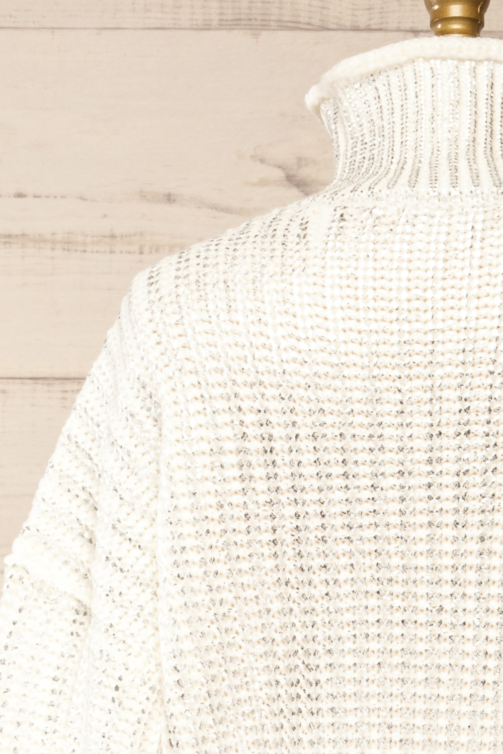 Badalona White Knit Sweater w/ Silver Foil | La petite garçonne back close-up