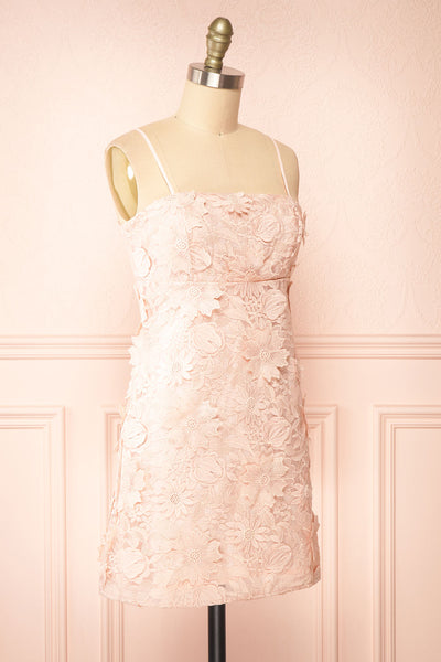 Baia Short Straight Pink Floral Lace Dress | Boutique 1861 side view