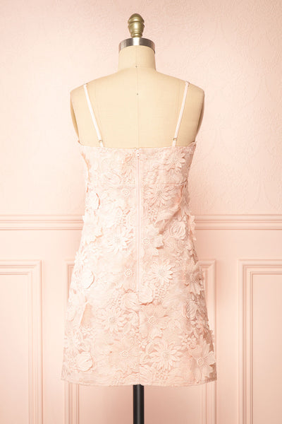Baia Short Straight Pink Floral Lace Dress | Boutique 1861 back view