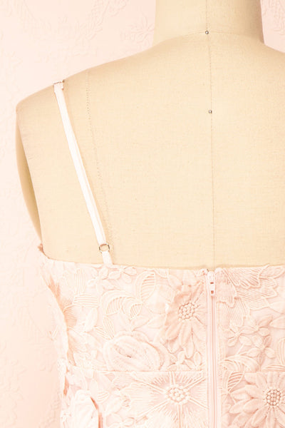 Baia Short Straight Pink Floral Lace Dress | Boutique 1861 back close-up
